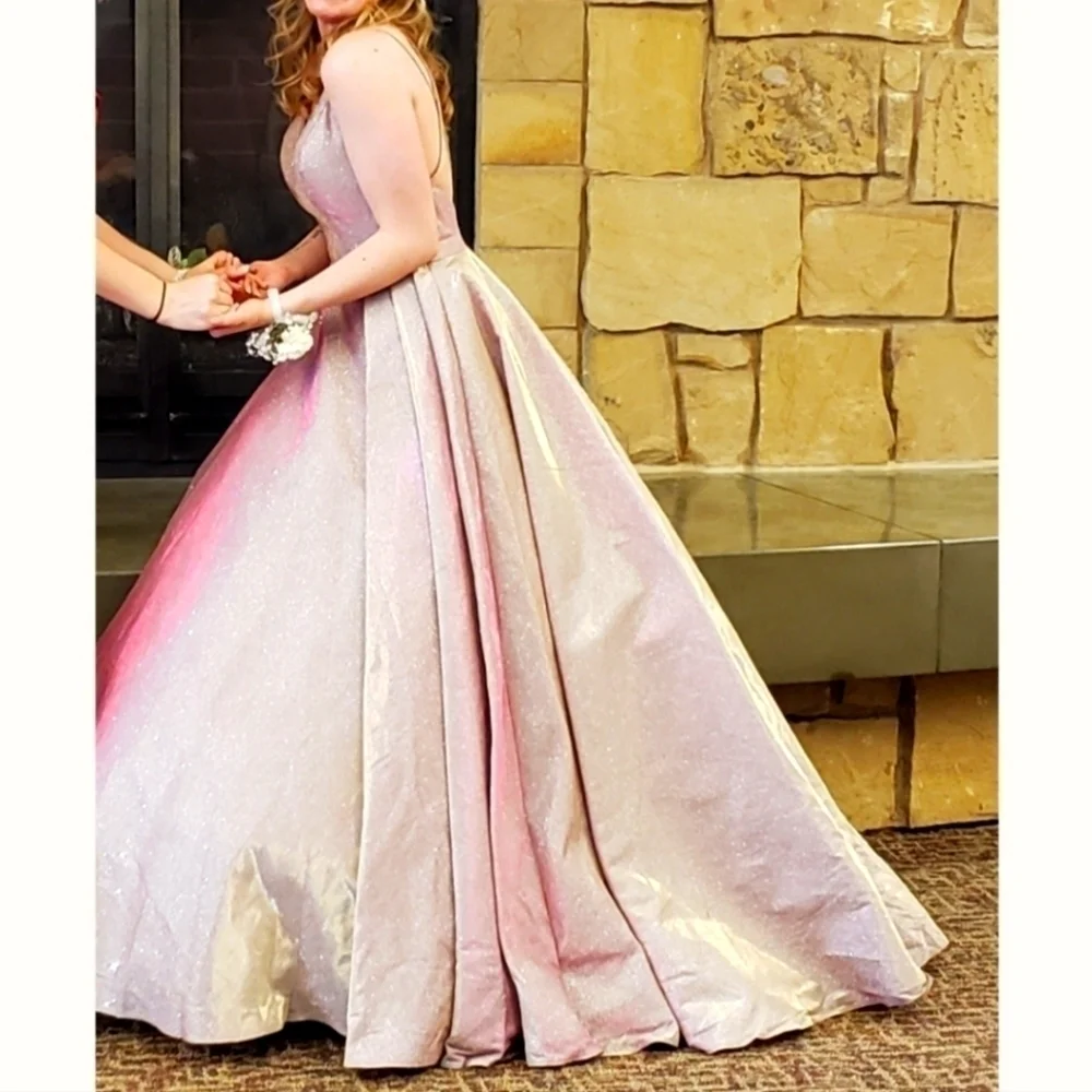 Sherri Hill rose gold iridescent prom dress size 8